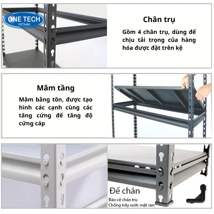 Cấu tạo 4 bộ phận chính của kệ V cài Sóc Trăng 